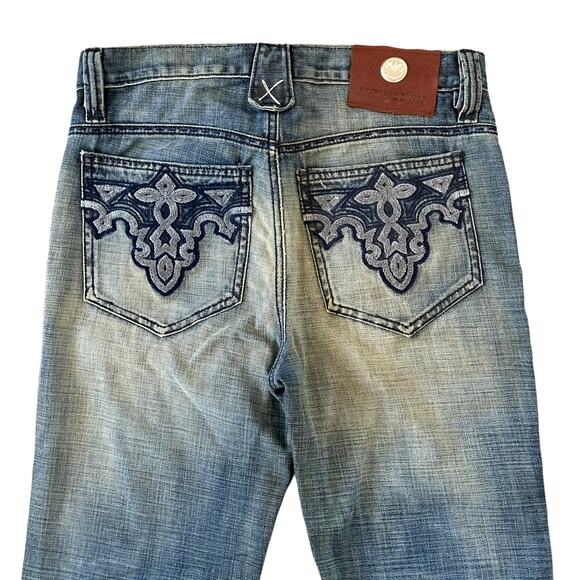 Antik Denim Bronson Slim Fit Embroidered Distressed Jeans Size 30 x 36 NWT $275 - Picture 4 of 10